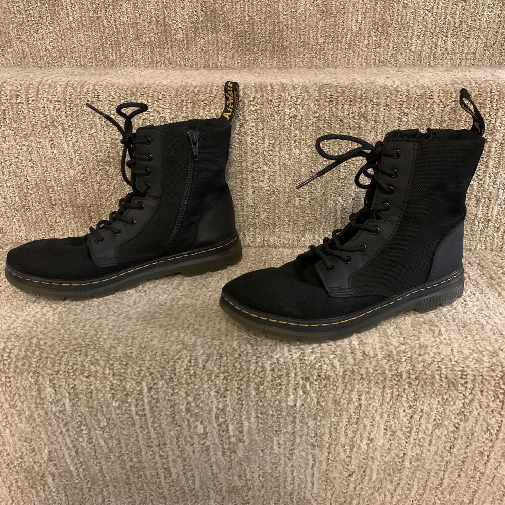 Dr. Martens Doc's Combs Y Combat Boots Black Women's Size US 6 Zip Up Canvas